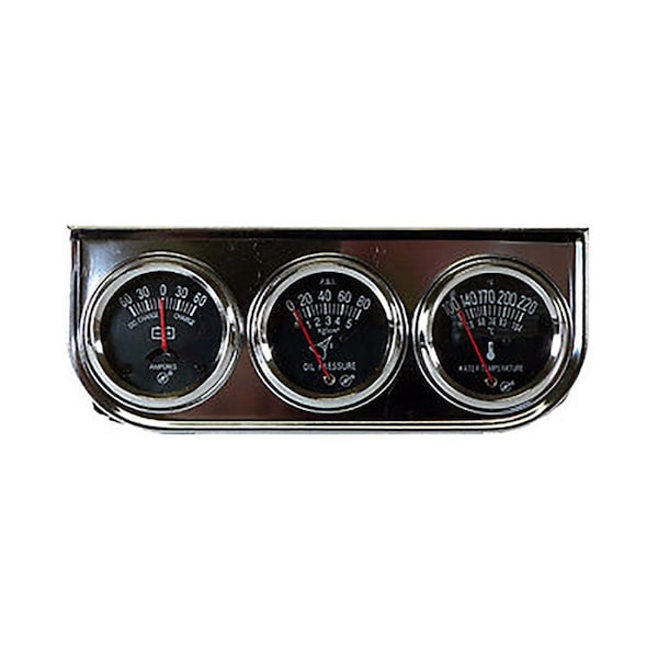 Aftermarket Chrome 3 Gauge Set SSW0004 Amp, Oil Pressure, Temp Universal Set GAH30-0034 - main